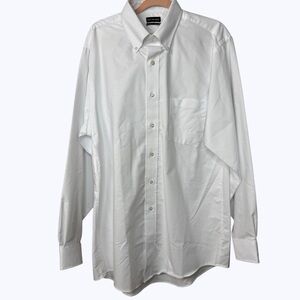 Van Heusen White Button-Down Dress Shirt Men’s Size M Wrinkle Free Cotton Blend